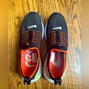 Women’s 2020 Nike React Phantom Run Flyknit 2 Black and Bright Mango (worn)